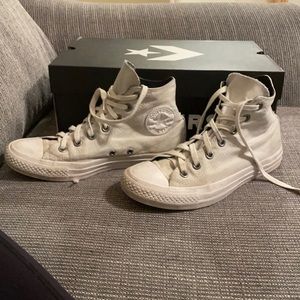 All White Converse with studs on trim